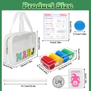 Mini Mahjong Set, American Mahjong Game Set Include 166 Premium Tiles (1.2’’), 1 Bag, 100 Chips, 4 Tile Rulers, 4 Dice, 5 Instruction Manuals