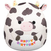 Squishmallows Original 12in Colin the Cow Holding “Happy Birthday” Sign - Official Jazwares Plush (Medium-Sized)