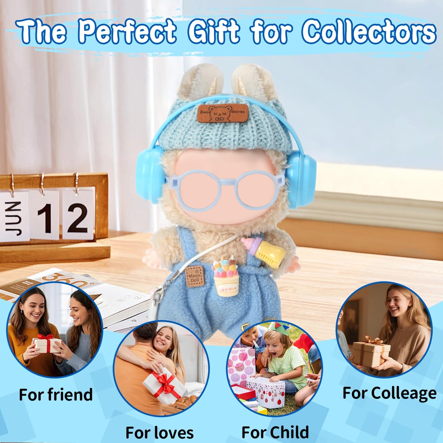 8-Piece Set Dolls Clothes(NO Doll), 17cm Dolls Cute Outfit Accessories, Small Clothes Set for Doll, Gift for Women(Blue)