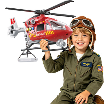 Ximoeo Helicopter Toys for Kids 3-5 with Light Up Sounds Large Fire Helicopter Police Toys Rescue Vehicles Toys Airplane for Toddler Boy Toys Birthday