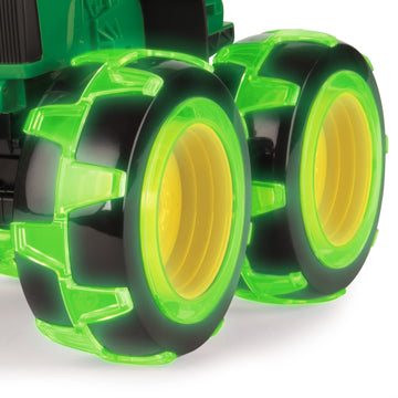 TOMY Monster Treads Lightning Wheels - John Deere Tractor - Motion Activated Light Up Monster Truck Toy - John Deere Tractor Toys - Frustration Free