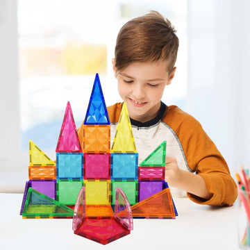PicassoTiles Magnetic Tiles Building Block Construction Toy Set Prism Magnet Tile Blocks STEM STEAM Learning Kit Early Education Builder Playset Toys