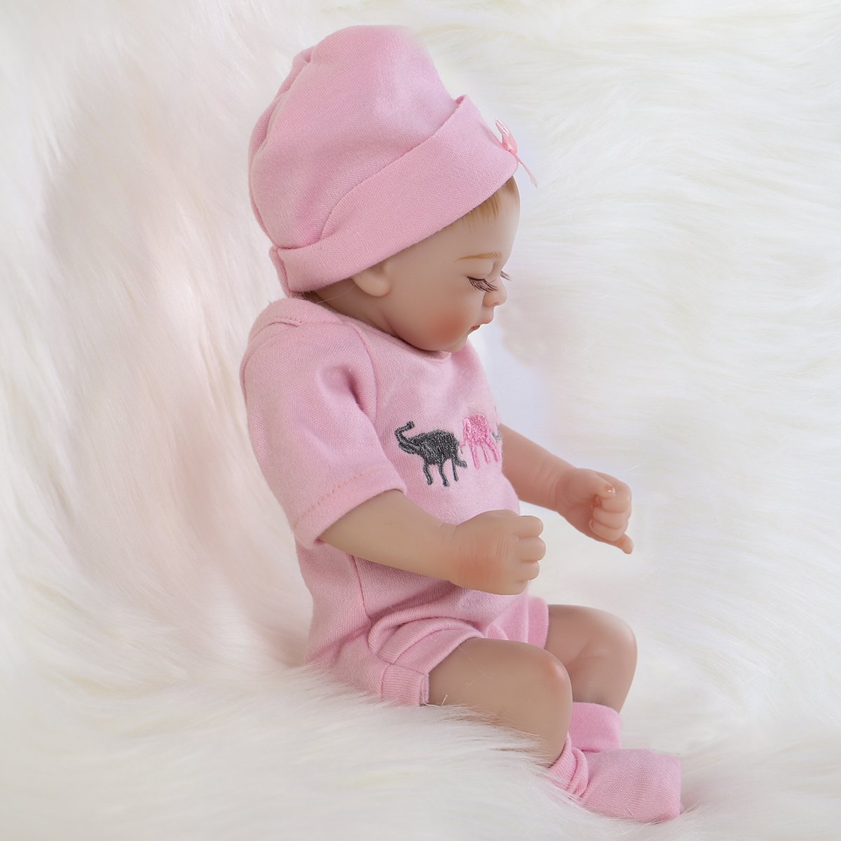 ENADOLL Reborn Baby Doll Realistic Silicone Vinyl Baby Girl 10 inch Lifelike Doll Gift Set for Ages 3+(10 inch, Close Eyes Girl)