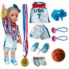 Wenzhuo Basketball Sports Dolls Clothes set-18 inch Doll Closet Accessories-Doll Tops, Short Sleeves, Headbands, Socks, Shoes, Rackets, etc-Children's