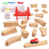 WudBudz Wooden Train Tracks 60 Piece Set, Track Expansion Accessories for Toddlers 3-5 - 100% Compatible with All Major Brands Including Thomas & Brio
