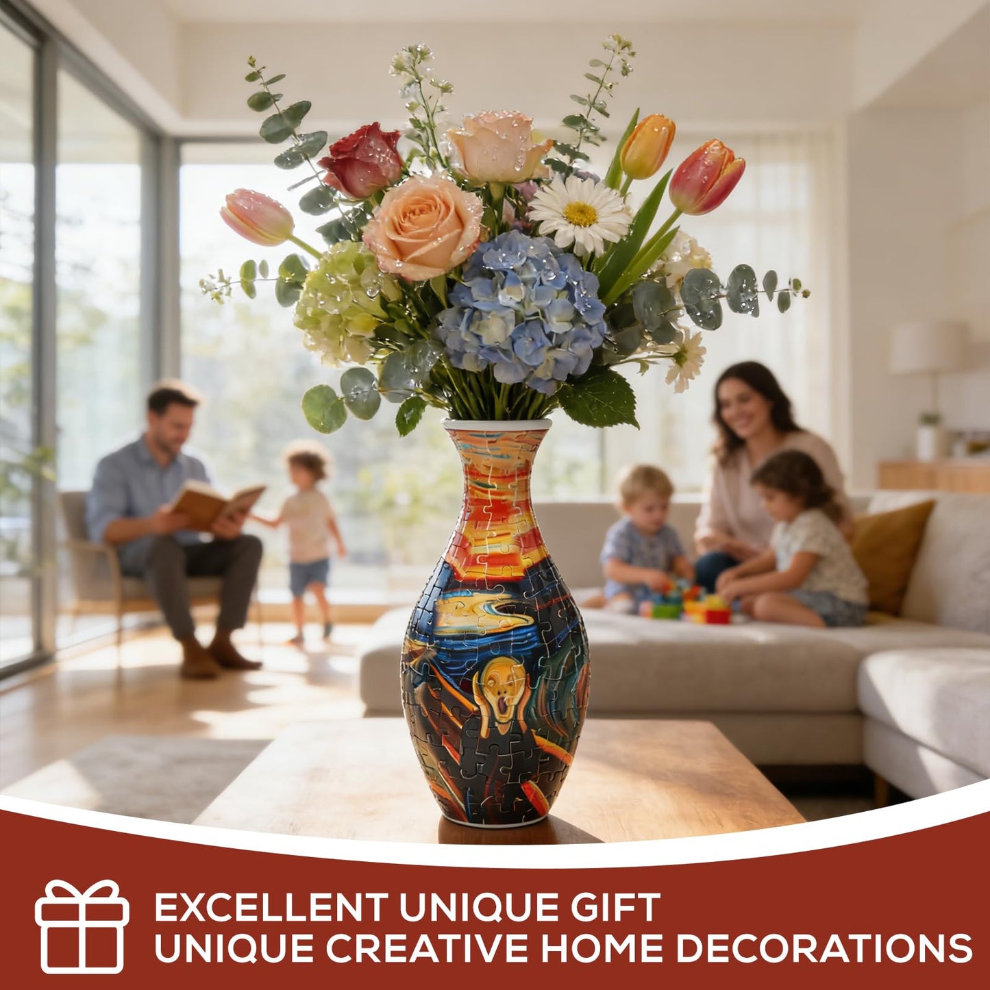 MERRTO 3D Puzzle Vase - 160-Piece Interlocking Plastic DIY Flower Vase, Home Decor/Stress Reliever/Floral Arrangement Art, Unique Creative Gift