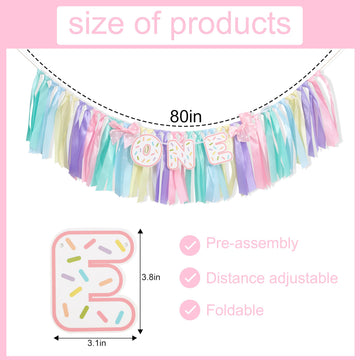 Donut 1 Years Old Birthday Banner - Sweet One Birthday Party Decorations, Soft Ribbon Ballet Skirt Set, Rainbow High Chair Garland, Sweet One Year