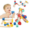LOVELAND Wooden Nut & Bolt Building Toy for Kids Montessori STEM Construction Set with Tools, Educational Building Blocks for Toddlers Ages 3+ (Boys