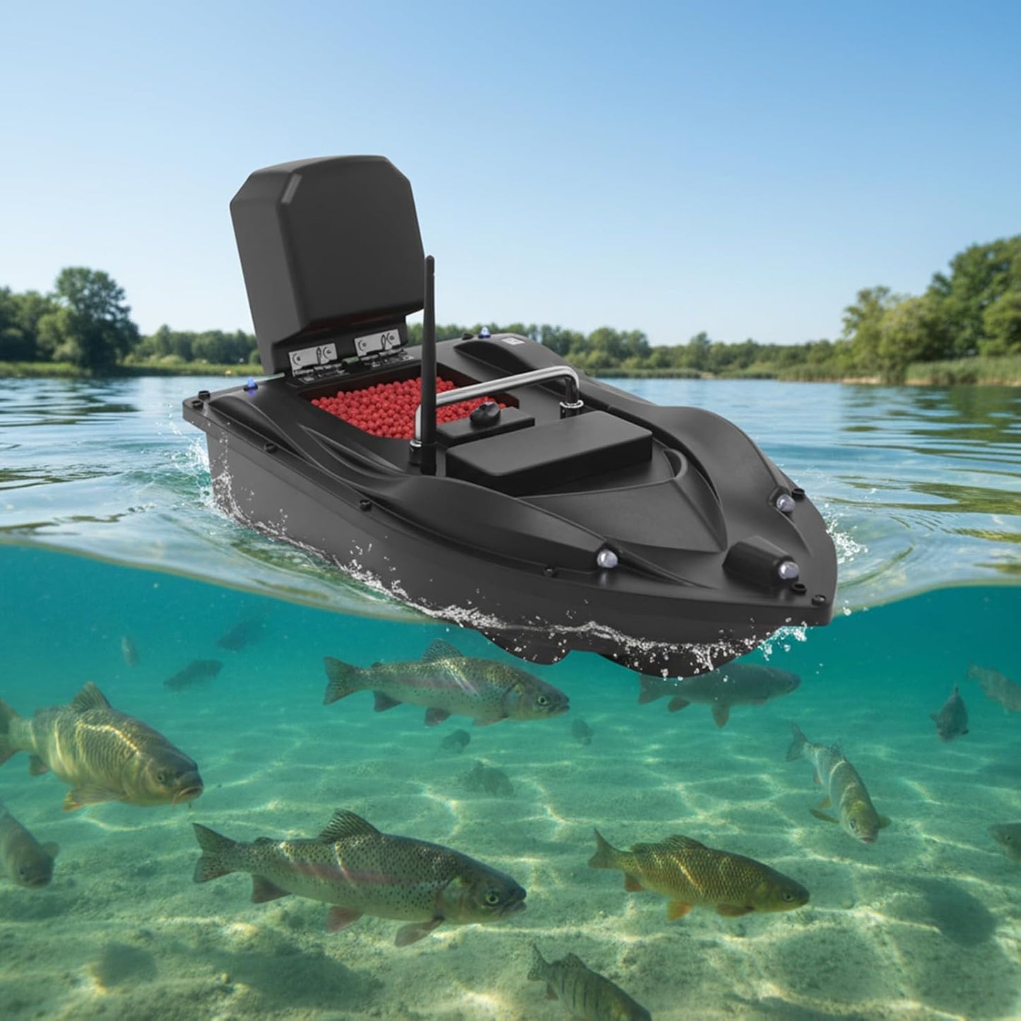 GDIFLS Advanced RC Fishing Bait Boat with GPS, Dual Motors, Automatic Return & LED Screen, 4.4lbs Load Capacity, 1968.5ft Range, Remote Control