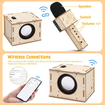 Stem Projects Karaoke Machine Toys for Boys Age 8-12 12-14 Science Kit Building Own Bluetooth Speaker & Microphone DIY Electronics Kit for Kids Kid