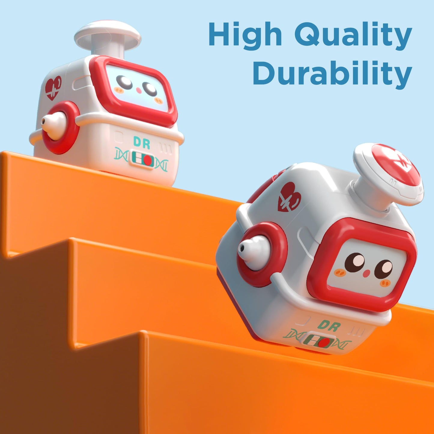 iPlay, iLearn Press to Go Robot Car Toys for Toddlers 1-3, Baby Push Go Friction Race Cars for 12 18 24 Month, 4pcs Infant Play Bot Vehicle Set, 1st