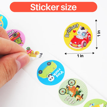 UKOICO 1000 Pieces Stickers for Kids,Cute Cartoon Animal Reward Stickers Suitable for Childers,Students,Classroom,School,Home,Party (1" / 2 Rolls)