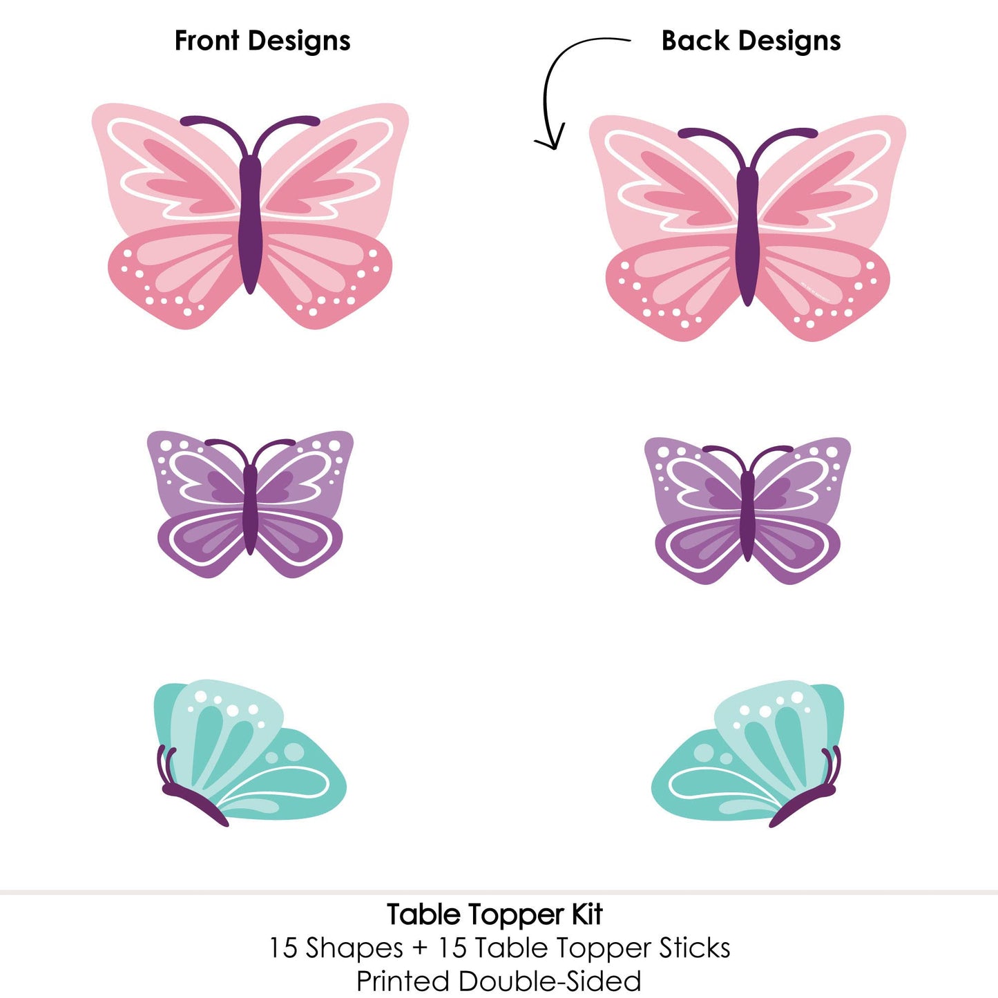 Big Dot of Happiness Beautiful Butterfly - Floral Baby Shower or Birthday Centerpiece Sticks - Table Toppers - Set of 15