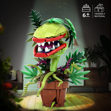 Sinuraii Audrey II Piranha Flower Building Blocks Set, Cannibal Plants Building Set, Openable Mouth Gift Toy, Bonsai Plants Christmas Halloween Horror