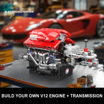 Mould King 10226 V12 Engine Model Kit That Run, 12-Cylinder Supercar Engine Building Blocks Sets with Motor, Building Your Own Supercar Engine Toy