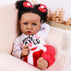 kgniess me Lifelike Black Reborn Baby Dolls 22 Inch Baby Soft Body Realistic Newborn Baby Dolls African American Real Life Baby Dolls Cloth Body Doll