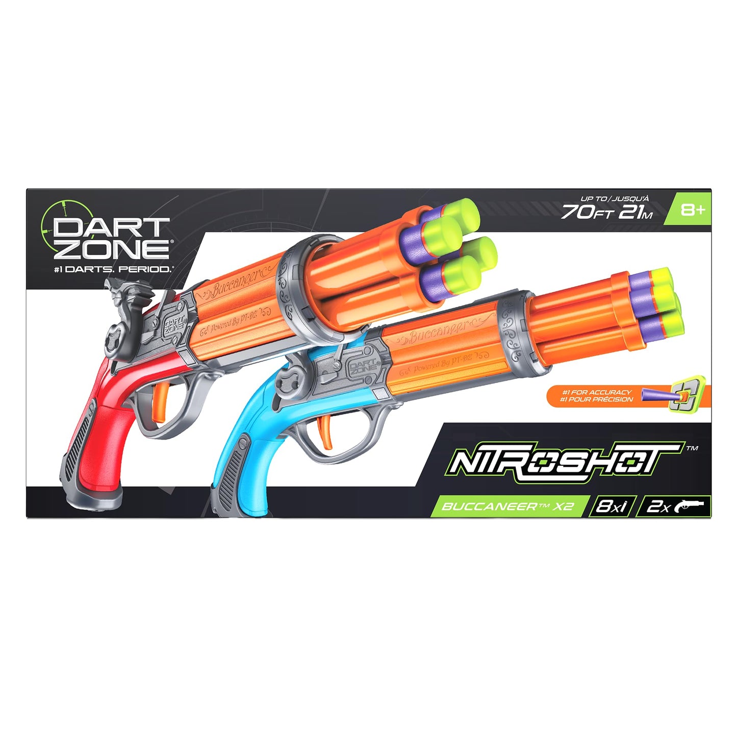 Dart Zone Nitroshot Buccaneer X2 Dart Blasters, 2-Pack, 12 Darts