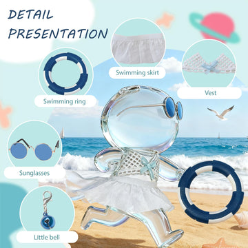 Swimsuit Party for 17cm Doll(No Dolls),5-Piece Set Including Clothes, Skirt, Blue Glasses, Blue Swimming Ring and Bell, Swimsuit Set, hot Party Style