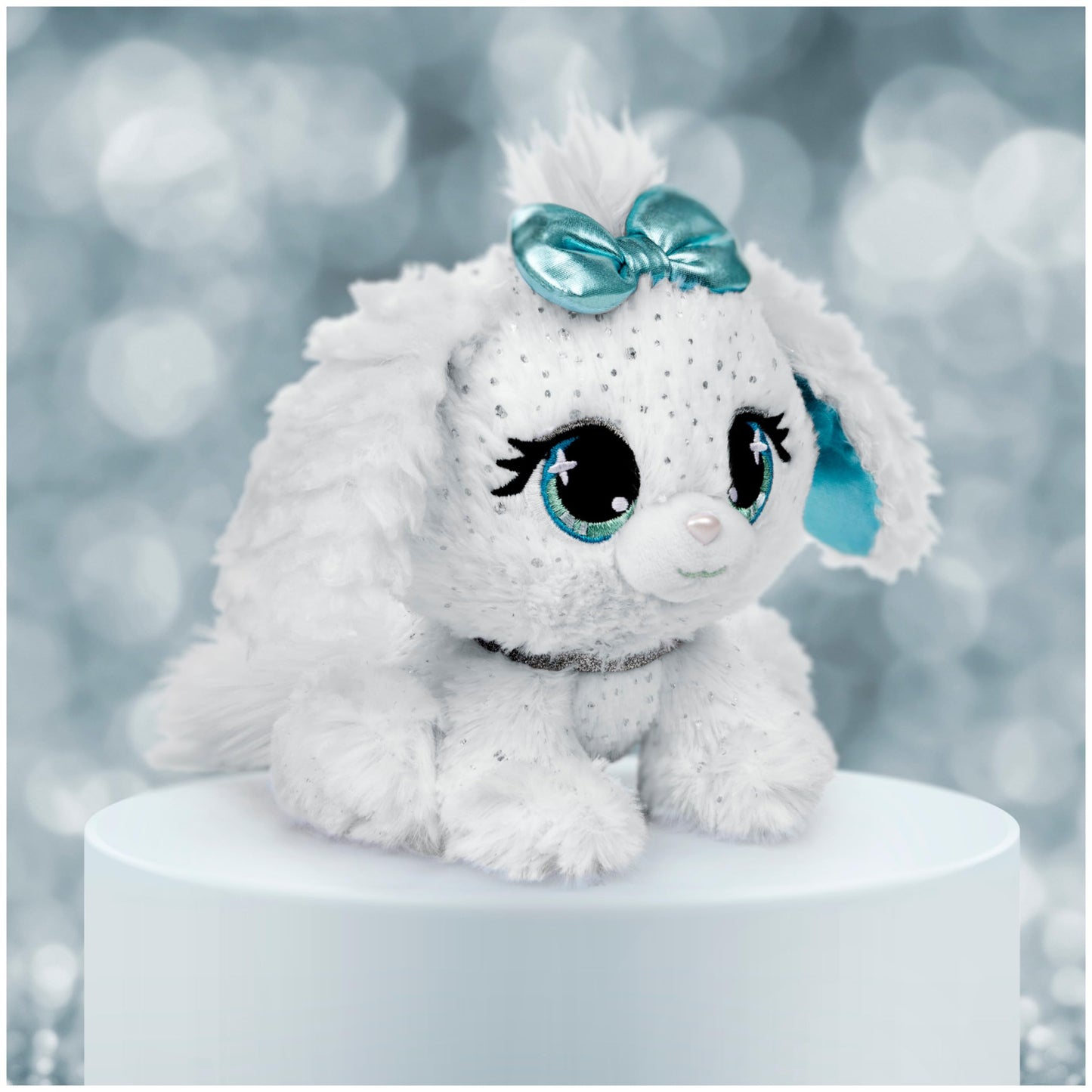 P.Lushes Designer Fashion Pets Bianca Blings Premium Puppy Dog Stuffed Animal, White and Blue, 9"