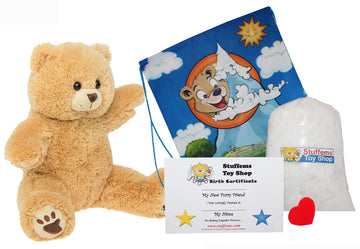 Stuffems Toy Shop Make Your Own Stuffed Animal 16" "Furry Brown Bear - No Sew - Kit with Cute Backpack!