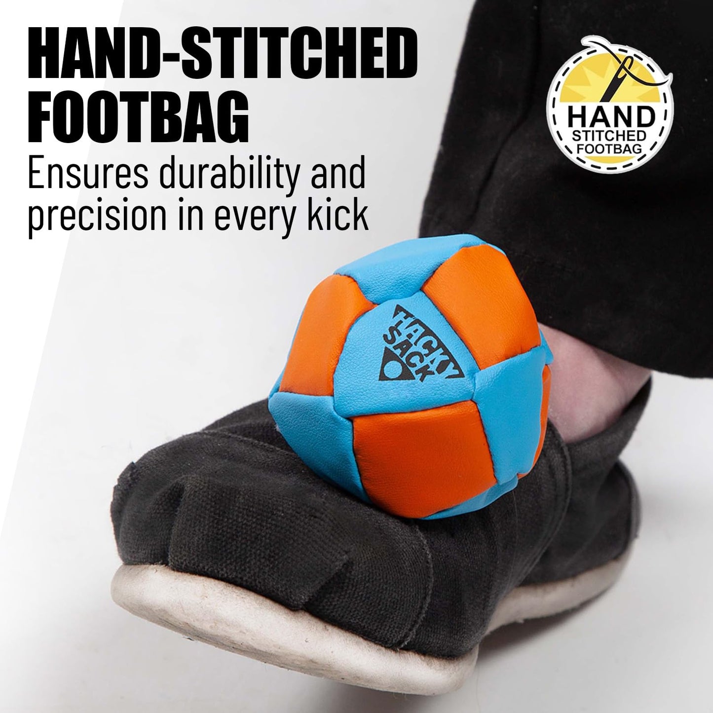 Wham-O Striker Hacky Sack 2.25" Footbag and Impact Hacky Sack 1.9" Foot Bag, for Beginners, Portable Lightweight (Orange)
