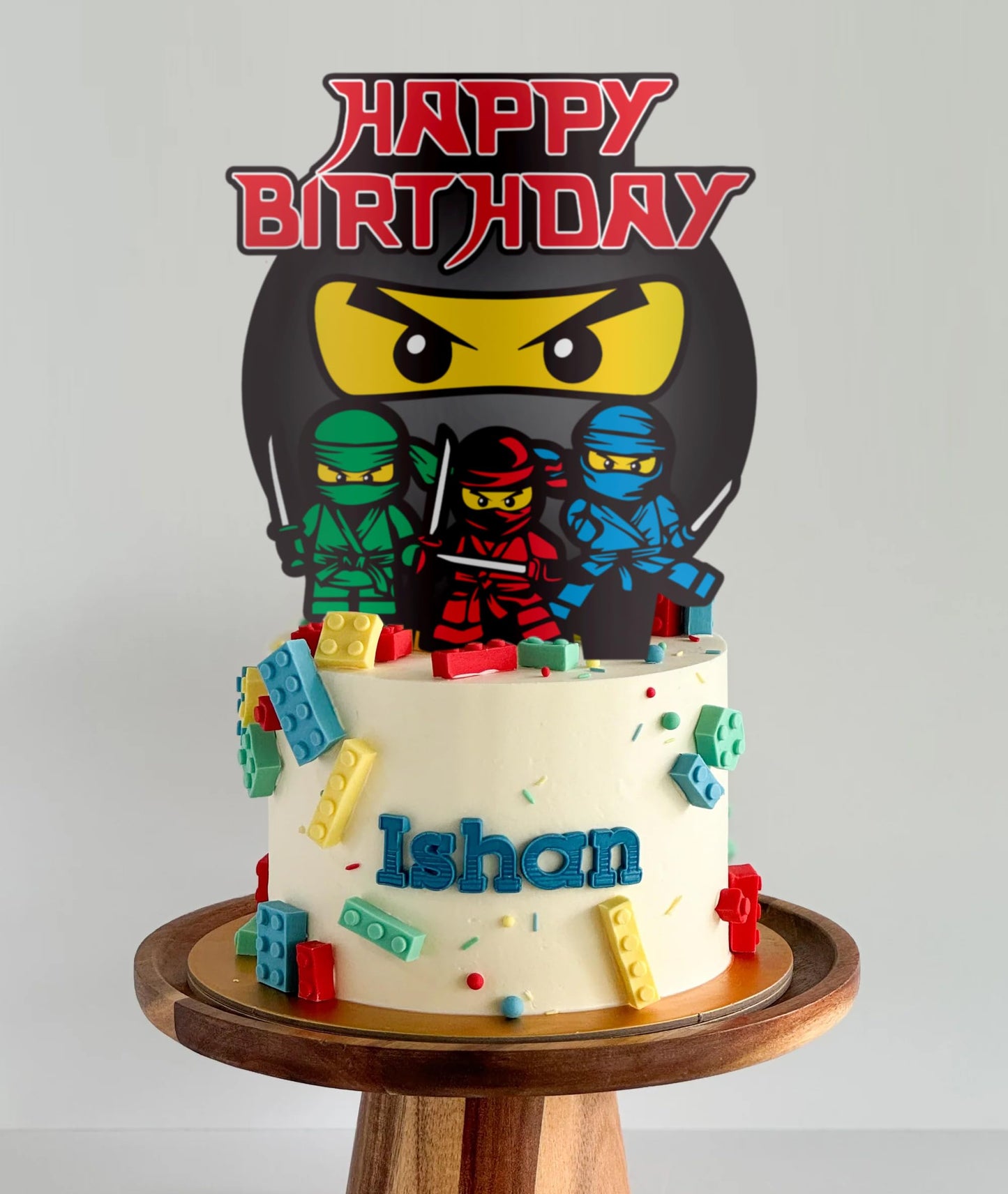 Ninja Go Blocks Birthday Cake Topper Cupcake Building Bricks Party