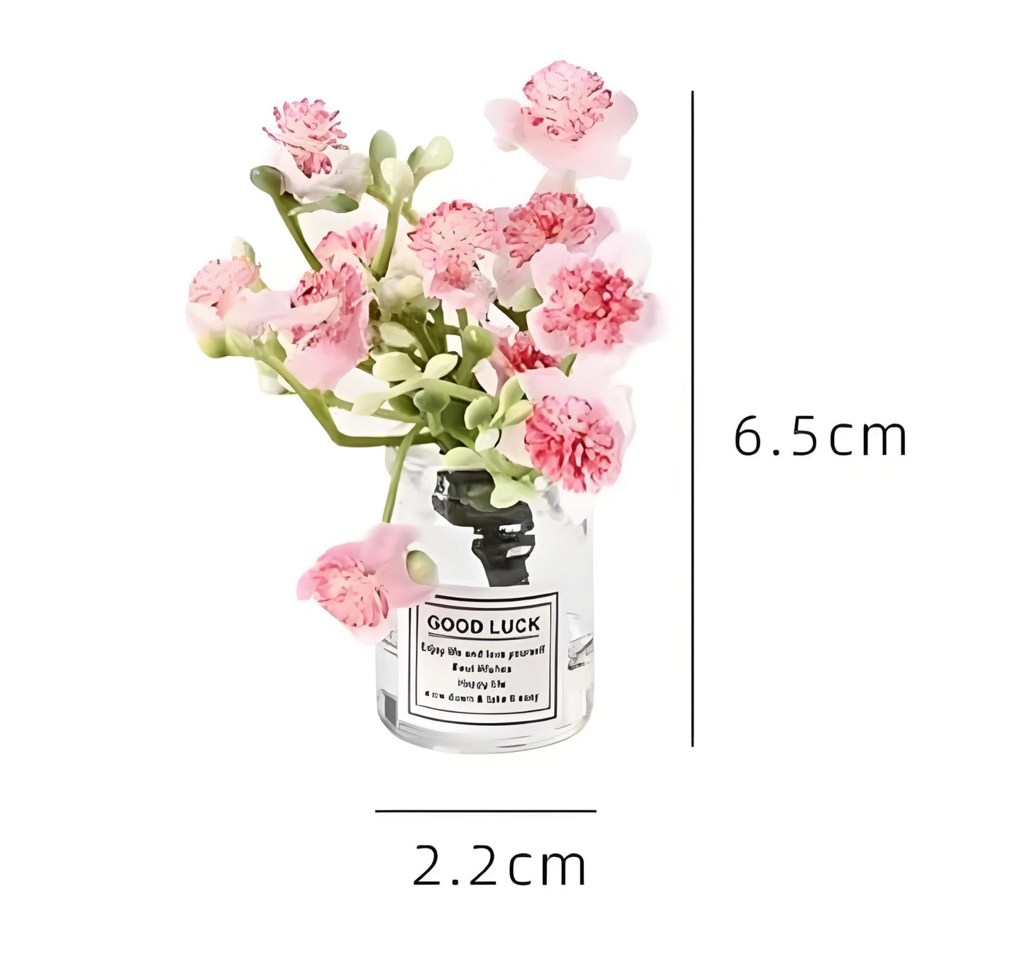 2PCS Mini Smell The Fragrant Rabbit & Pink Peach Blossom Flower Vase Ornaments - Handmade Resin Miniature Vases for Dollhouse, Fairy Garden, Micro