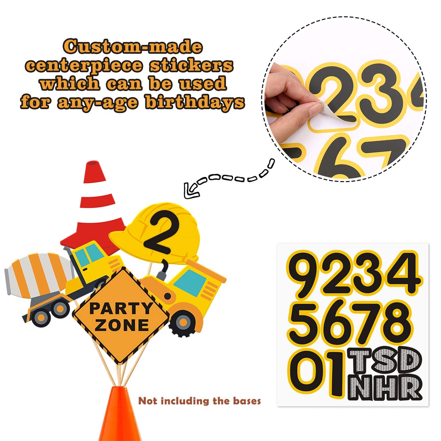 Faisichocalato 16pcs Construction Party Centerpiece Dump Truck Car Table Topper Decoration Zone Birthday Party Supplies