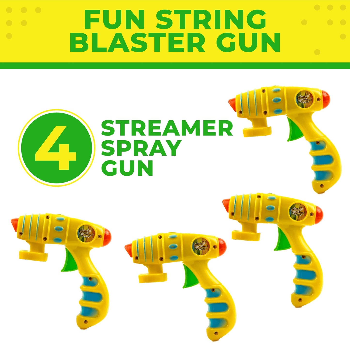 Toysery Party Streamer Spray String Shooter Toy for Boys and Girls, Party Streamer Spray String for Kids, Great Toy Pistol with Non-Toxic Spray