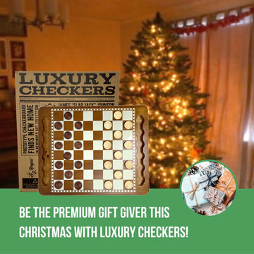 Regal Games Luxury Checkers Board Game for Adults & Kids - Classic Wooden Board Game Set with 24 Checkers Pieces - Travel and Portable Table Games