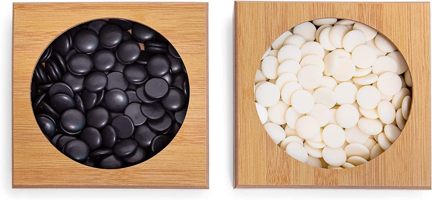 19 x19 Folding Go Bowls and Imitation Jade Go Pieces - Classic Strategy Board Game (Weiqi)