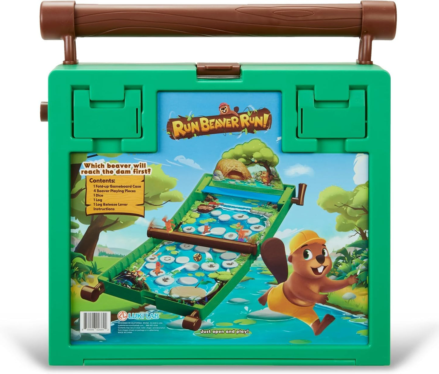 Run Beaver Run - A Fast-Paced Family Board Game with Rolling Log Travel-Friendly Design Perfect for Kids Ages 5+ 2-4 Players Includes Beaver Pieces