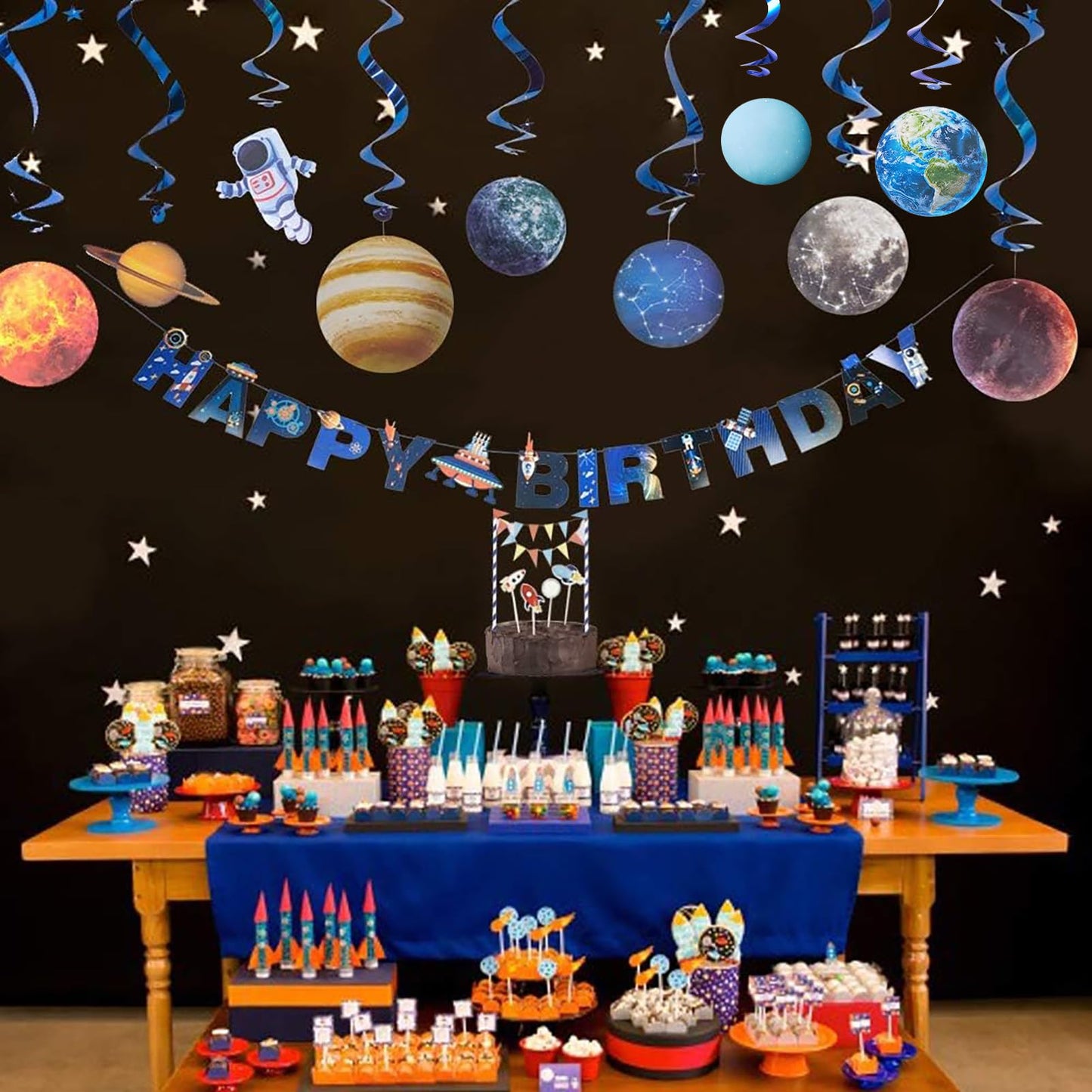 Easy Joy Solar System Hanging Swirl 12 Pieces Decorations Outer Space Party Planets Supplies Space Decorations Party Galaxy Room Decor
