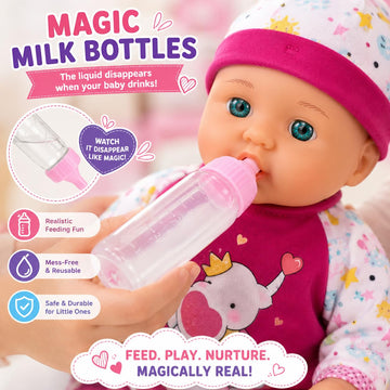 2 Pack Twin Baby Dolls for Girls, 12 Inch Soft Body Talking Baby Doll Set with Magic Disappearing Milk Bottles, Realistic Newborn Boy & Girl Dolls for