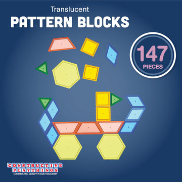 Constructive Playthings Translucent Pattern Blocks, Light Table Manipulatives, STEM Toys, Sensory Play, Create, Build and Design, Color Exploration