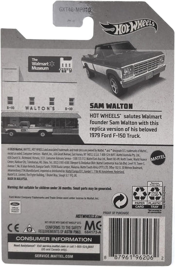 Hot Wheels Salutes Sam Walton 1979 Ford F-150 Truck 1:64 Scale (Collectible Tribute Truck)