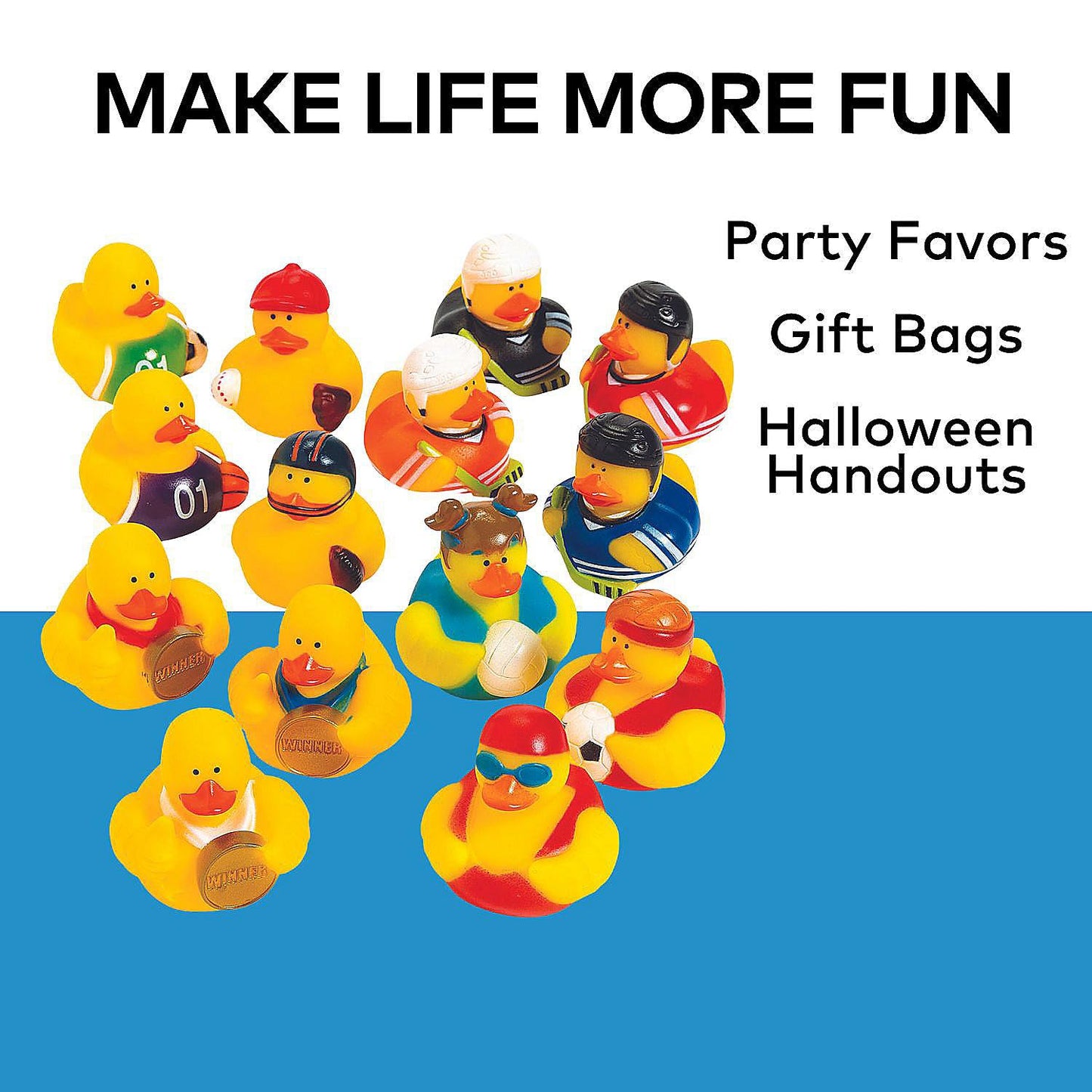 Fun Express Sports Rubber Duckies Assortment - Toys - 48 Pieces - Red