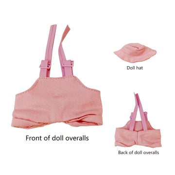 Complete Cute Outfit for 17cm Collectible Dolls: Hat & Overalls Set - Ideal for Dressing Up Elf or Fantasy Style Figures (Pink-a)