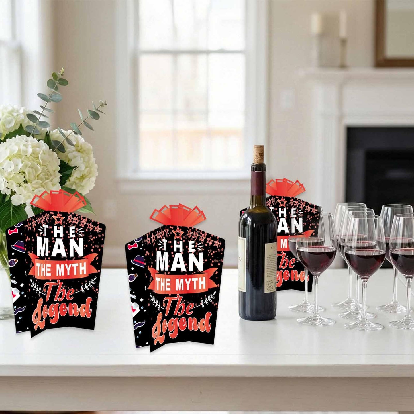 The Man The Myth The Legend Table Centerpieces Red and Black Table Decorations Dad Birthday Theme Decor for Husband Father Man Father’s Day