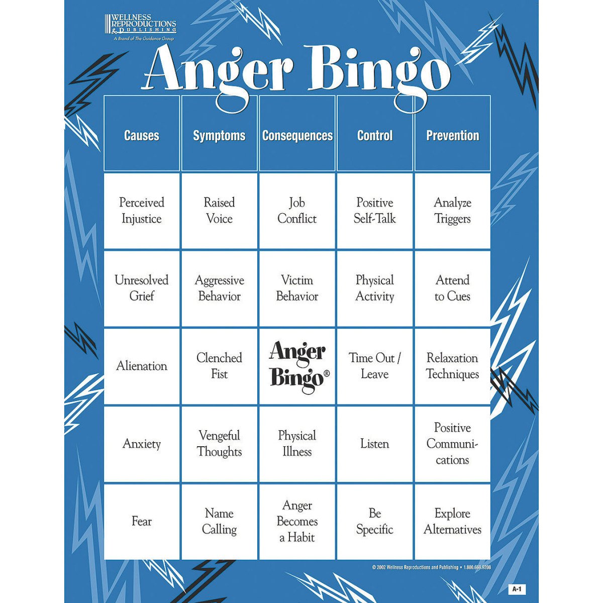Anger Prevention Bingo for Adults