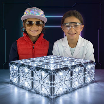 LED Magnetic Tiles for Kids - Compatible with Magna?Tiles - Patented Creative STEM Construction Toy (6 Pieces)