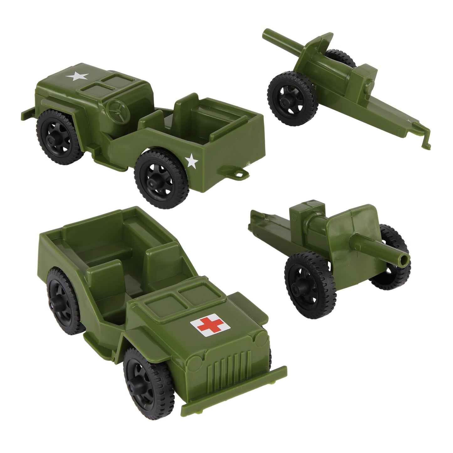 TimMee Combat Patrol Willys & Artillery - OD Green 4pc Playset USA Made