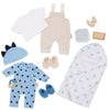 LullaBaby - 13 Pieces Fashion Set - 14-Inch Baby Doll Clothes - Pajama, Jumper & Bath Accessories - Pretend Play 2+ Years- Baby Doll Clothing Set