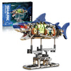 Mechanical Shark Building Block Set with Light, Compatible with Lego Shark, 687PCS Movable Ocean Sea Animals with Display Stand, STEM Fish Toys