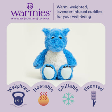 warmies Microwavable & Weighted Dragon Stuffed Anima, Dragon - Heatable Dragon Plush - Chillable Weighted Plushie for Cooling - Lavender Aroma -