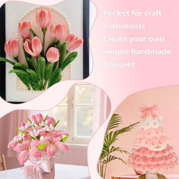 Homxzioa 922Pcs Floral Pipe Cleaners Kit for Flower Bouquet - Pastel Chenille Stems for Adult DIY Flower Craft, All-in-One Art Supplies