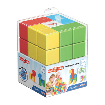 Geomag Magicube - 16 Cubes -Magnetic Construction for Children - Green Collection - 100% Recycled Plastic Educational Toys