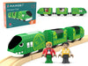 Battery Operated Bullet Train with Opening Carriages & 2 Action Figures, Jurassic Dinosaur Train for Wooden Track, Lights & Sounds, Compatible