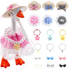 Estedro 6 Set Desk Goose Outfits 7 Inches 18 PCS Mini Porch Goose Clothes with Cute Hat Necklace Dresses and Sunglasses Funny Desk Goose Accessories