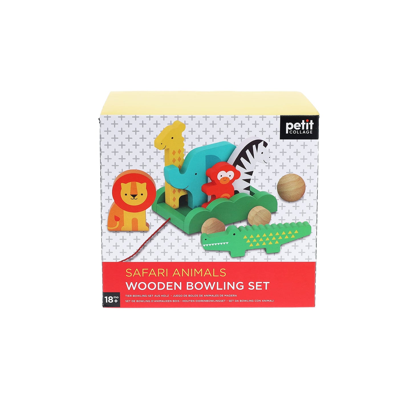 Petit Collage Safari Animals Wooden Bowling Set